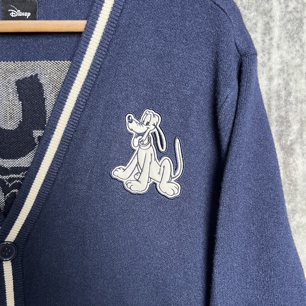 Disney Pluto Pup Cardigan Sweater Men's XL Our Universe 95th Anniversary Blue - Picture 3 of 8